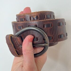 Mossimo Supply Co. Genuine 100% Leather Threaded Belt Vintage Y2K Dark Brown 🤎🐂